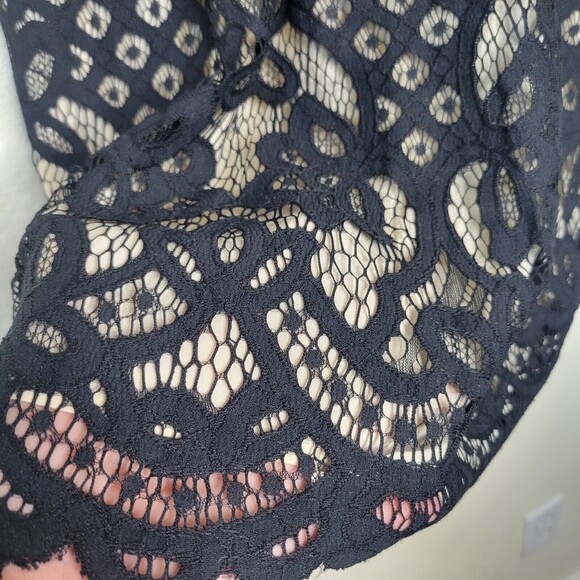 Free People One Million Lovers Black Lace Mini Dress Size 12 deep V strappy back - Picture 6 of 15